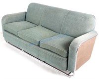 Art Deco Tubular Chrome & Corduroy Couch