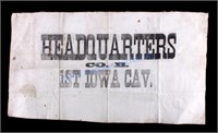 1st Iowa Cavalry Civil War Headquarters Banner