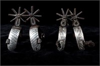 Mexican Silver Inlaid Spurs c.1900's