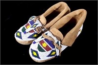 Sioux Fully Beaded Warrior Moccasins 20th C.