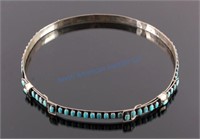 Navajo Signed Sterling Silver Turquoise Hat Band