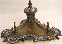 Cloisonne Ink Well And Pen Holder