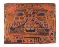 Haida Indian Carved Salmon Totem Story Board