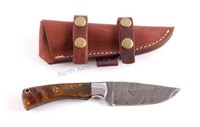 CFK Damascus Ram Horn Knife & Scabbard