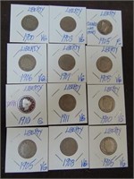 12 Liberty Nickels