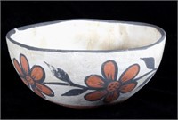 Taos Pueblo Pottery Floral Polychrome Pyrite Bowl