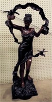 Bronze Sculpture Of Lady With Birds