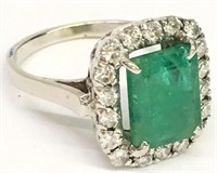 14k Gold Ring With Emerald And Diamonds