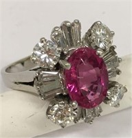 14k Gold Bubble Gum Pink Sapphire & Diamond Ring