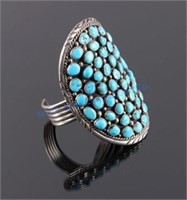 Navajo Signed Sterling Silver Turquoise Cuff