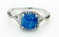 Round 1.25 ct Blue Opal Infinity Ring