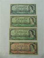 TRAY - CANADA $2 AND 3x $1 BANK NOTES