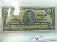 1937 CANADA $20 BANKNOTE