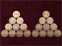 10 - 1965 & 10 - 1969 Canada 1¢ Coins