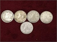 4 - 1957 & 1 - 1960 Canada 10¢ Coins