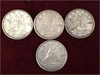 3 - 1955 & 1 - 1958 Canada 10¢ Coins