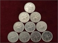 10 - 1973 Canada 25¢ Coins