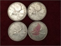 4 - 1968 Canada Silver 25¢ Coins