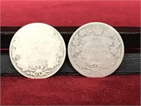 1908 & 1909 Canada 25¢ Coins