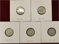 1943/50/60/61/62 Canada 10¢ Coins