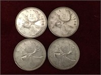 4 - 1968 Canada Silver 25¢ Coins