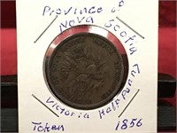 1856 Province of Nova Scotia Half Penny Token