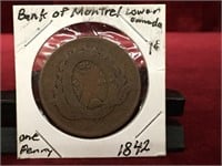 1842 Lower Canada Large Penny Token