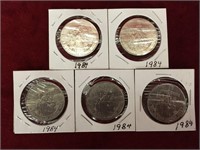 5 - 1984 Canada Commemorative $1 Coins
