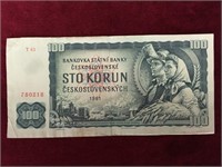 1961 Czechoslovakia 100 Sto Korum Bank Note