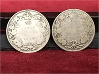 1920 & 1930 Canada 25¢ Coins