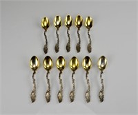 Eleven German silver small demitasse spoons