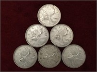 5 - 1968 Canada Silver 25¢ Coins