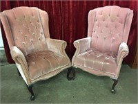 Matching Upholstered Wing Back Chairs