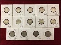 1922 to 1936 Canada King George 5¢ Coins