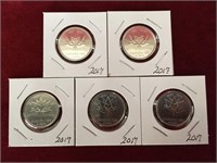 5 - 2017 Canada's 150th Commemorative 50¢ Coins