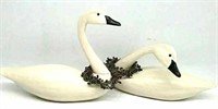 Wood Painted Swan Mates Decor