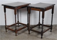 Pair of English Oak Barly Twist Side Tables