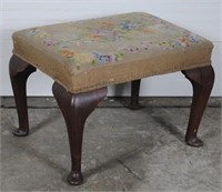 Queen Anne Style Needle Point Foot Stool