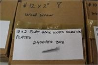 Box of (2400) #12 x 2" Flat Head Plated Wood