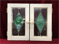 2 Antique Cabinet Stain Glass Doors