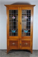 Book Case w/ Leaded Stained Glass Doors