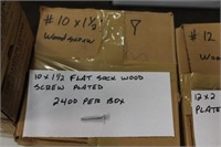 Box of (2400) #10 x 1 1/2" Flat Head Plated Wood