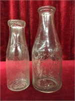 2 Vintage Silverwoods Milk Bottles