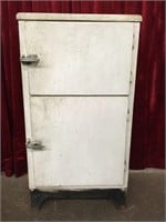 Vintage 2 Door Metal Ice Box Refrigerator