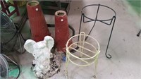 Lawn Ornaments & 2 Plant Stands