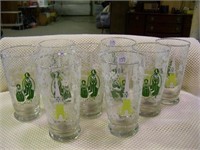 8 - 8oz Glasses, Church & Lady Design with Flowers