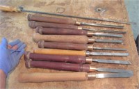 10 wood lathe tools (carbon steel)