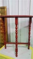 Red Side Table, 3 Legs 22 " Long X 10 " Deep X 24