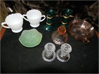 BEAUTIFUL DEPRESSION GLASS, PINK, FROSTED GREEN,