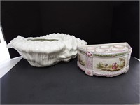 Two Decorative Ceramic & Porcelain Flower Pots